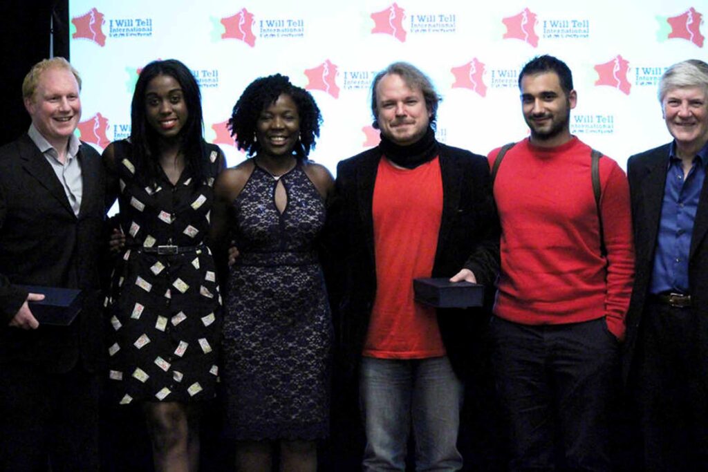 Home 39 The I Will Tell short film festival jurors and speakers at an event in London.